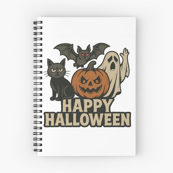 Item preview, Spooky Cat, Pumpkin, Ghost & Bat – Happy Halloween T-Shirt Design designed and sold by best-2025.