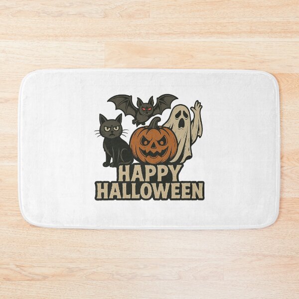 Item preview, Spooky Cat, Pumpkin, Ghost & Bat – Happy Halloween T-Shirt Design designed and sold by best-2025.