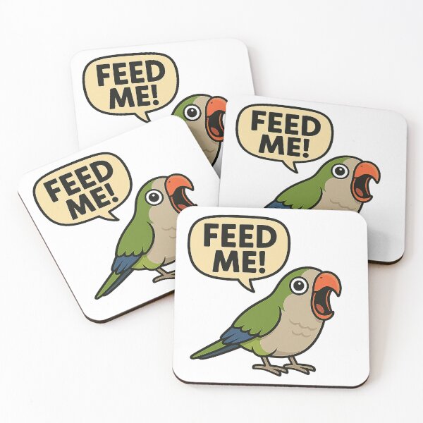 Item preview, Cute Quaker Parrot Saying "Feed Me!" – Funny Bird Lovers Design designed and sold by best-2025.