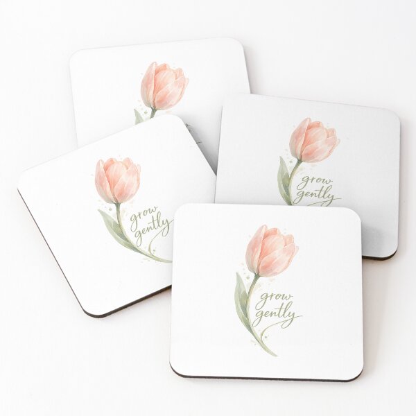 Item preview, Grow Gently Tulip Watercolor – Soft Romantic Floral Quote designed and sold by SoftMuse Designs.