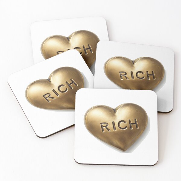 Item preview, Golden Metallic Heart with “RICH” Engraving – Luxury Aesthetic Symbol for Wealth & Success Branding designed and sold by Bright Nest Studio.