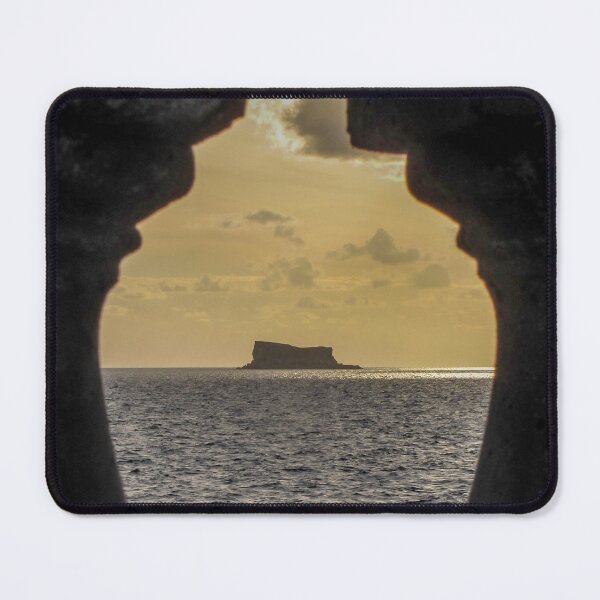 Item preview, Sunset Sea View Through Stone Balustrade Profiles Framing Distant Island On The Horizon designed and sold by Nmallia.