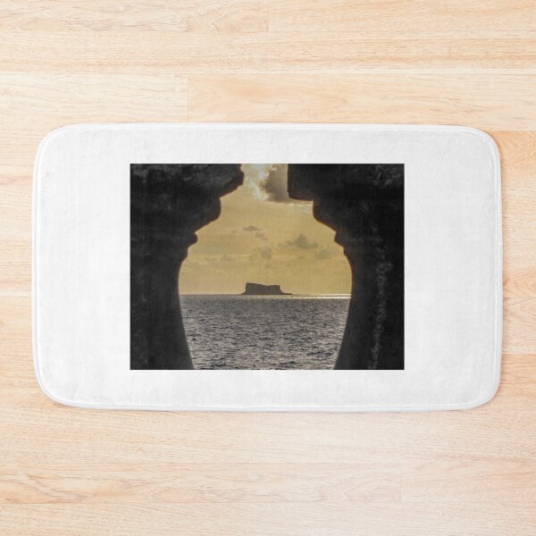 Item preview, Sunset Sea View Through Stone Balustrade Profiles Framing Distant Island On The Horizon designed and sold by Nmallia.