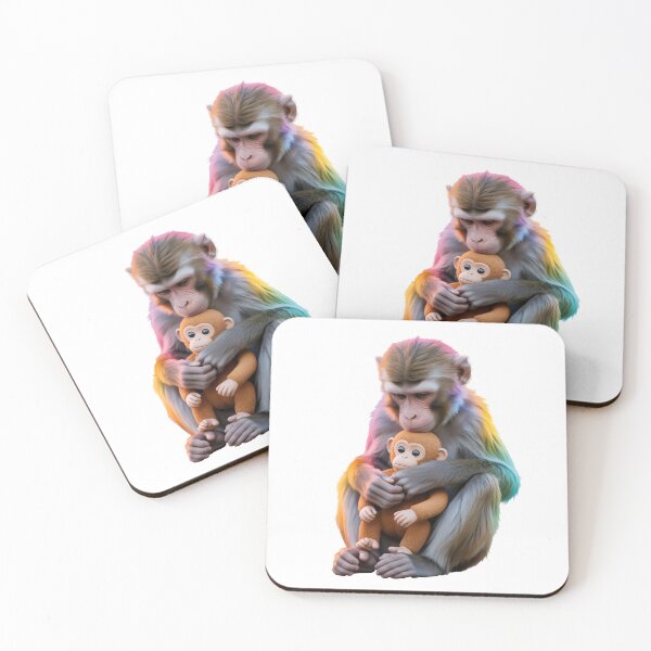 Item preview, Sad punch Monkey Hugging Toy Monkey – Cute Emotional Rainbow Animal Art designed and sold by RBToper.