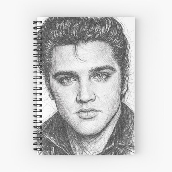 Item preview, King of Rock and Roll Pencil Sketch Portrait, Black and White Rock Icon Drawing, Vintage Rock Star Illustration, Hand Drawn Music Legend Art designed and sold by Leon Woods Pencil Art.