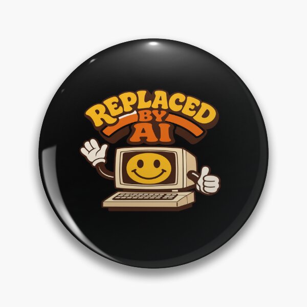Item preview, Retro Cartoon Computer “Replaced by AI” – Funny Tech Illustration for Digital Creators & Marketers designed and sold by Bright Nest Studio.