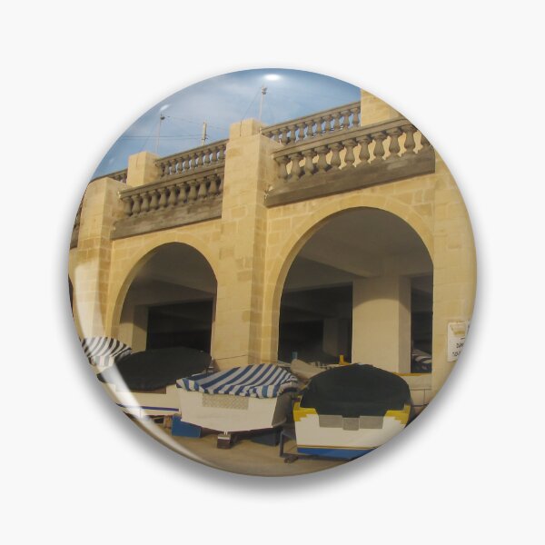 Item preview, Rowboats Stored Under Arched Stone Boathouse With Striped Covers On Sunny Waterfront designed and sold by Nmallia.