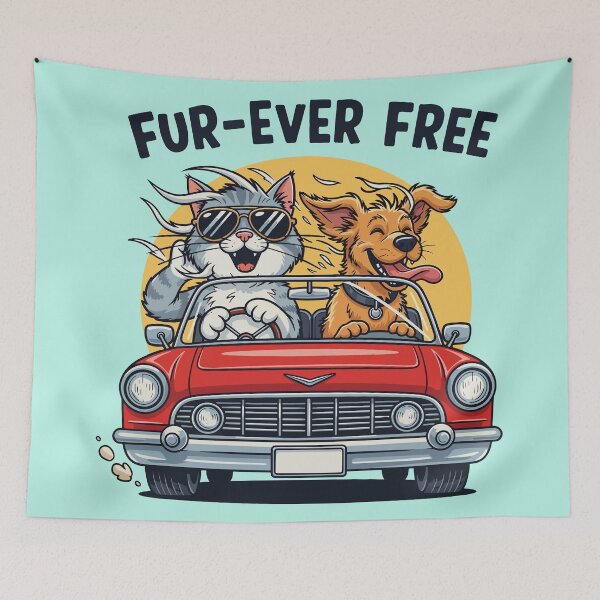 Item preview, Dog Cat Road Trip Convertible Car | Forever Free designed and sold by SillyPawsStudio.