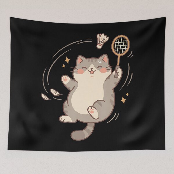 Item preview, Cute Kitty Badminton Player Shuttlecock Sports Pet Lover designed and sold by ShalaKenaan.