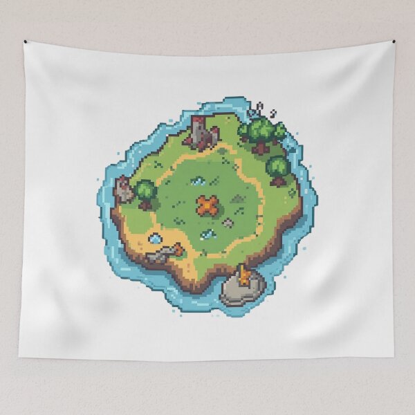 Item preview, Pixel Adventure Island Retro RPG Game Map designed and sold by Katzpy.