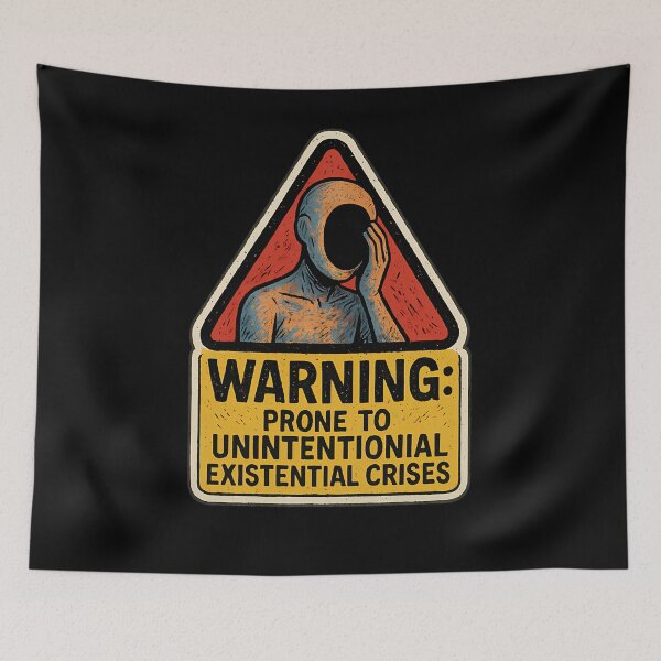 Item preview, Warning Existential Crisis Funny Ironic Meme designed and sold by qnvpewhwim55.
