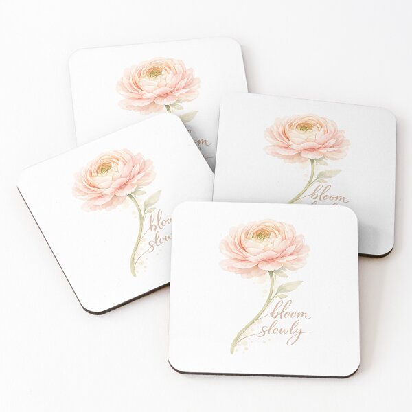 Item preview, Bloom Slowly Ranunculus Watercolor – Soft Romantic Floral Quote designed and sold by SoftMuse Designs.
