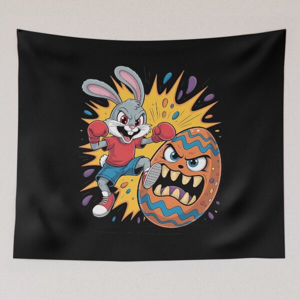Artikelvorschau, Böser Osterhase schlägt Ei aus – Osterhasen-Design mit schwarzem Humor entworfen und verkauft von Art-Arcade6.