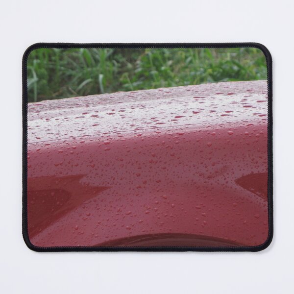 Item preview, Red Car Fender Close-Up With Raindrops on Glossy Paint After Rain Outdoors designed and sold by Nmallia.