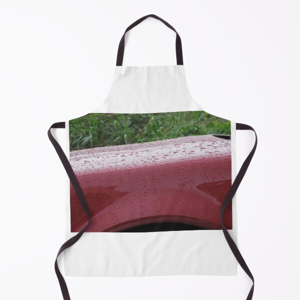 Item preview, Red Car Fender Close-Up With Raindrops on Glossy Paint After Rain Outdoors designed and sold by Nmallia.