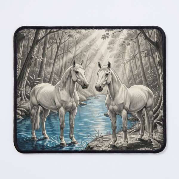 Item preview, Mystical forest horses in magical light – Fantasy Art Painting designed and sold by FotoworldEdel.