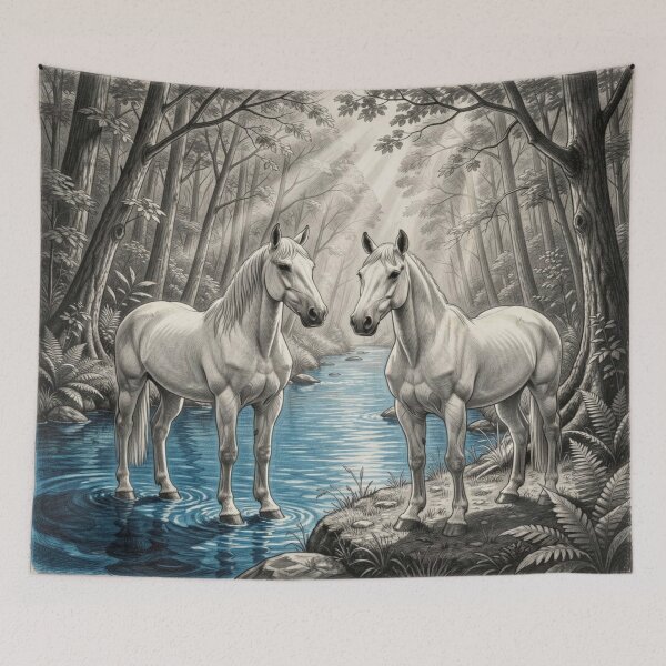 Item preview, Mystical forest horses in magical light – Fantasy Art Painting designed and sold by FotoworldEdel.