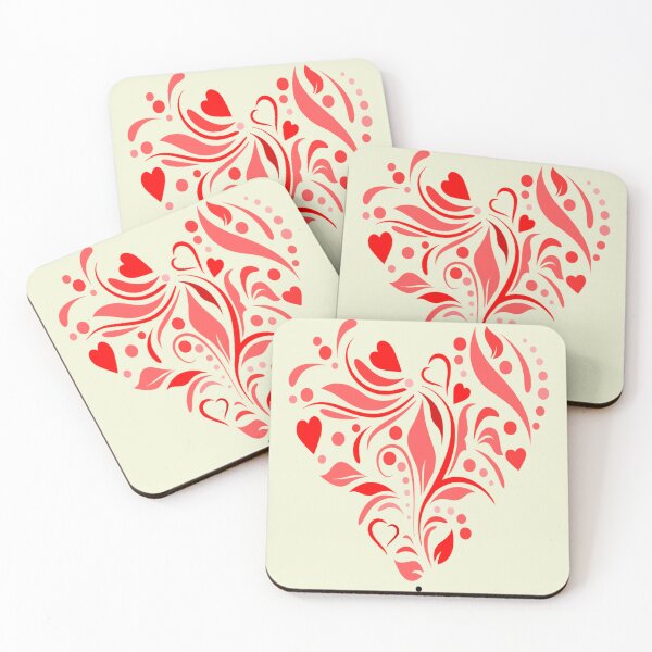 Item preview, Elegant Red Floral Swirls Heart - Modern Folk Art designed and sold by SolutionsArt.