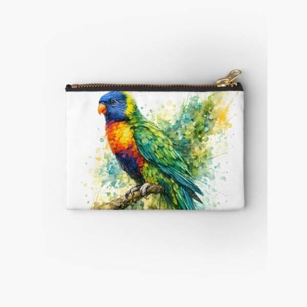 Item preview, All-color lorikeet watercolor splash bird art designed and sold by giachem99.