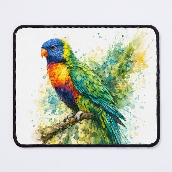 Item preview, All-color lorikeet watercolor splash bird art designed and sold by giachem99.