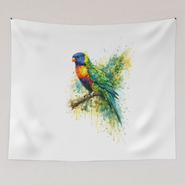 Item preview, All-color lorikeet watercolor splash bird art designed and sold by giachem99.