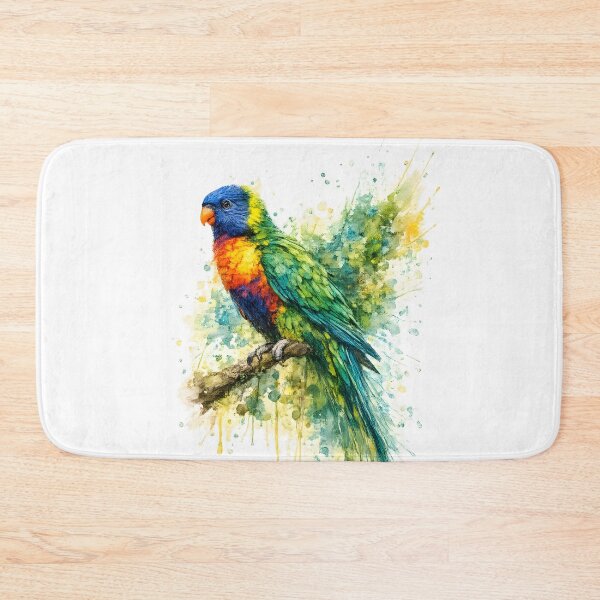 Item preview, All-color lorikeet watercolor splash bird art designed and sold by giachem99.