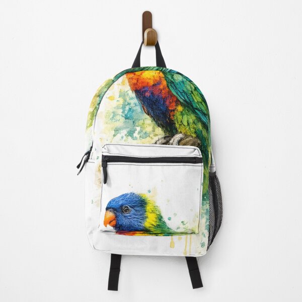 Item preview, All-color lorikeet watercolor splash bird art designed and sold by giachem99.