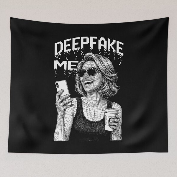 Item preview, Deepfake Me Funny Computer Wireframe Social Influencer Girl designed and sold by GrandeDuc.