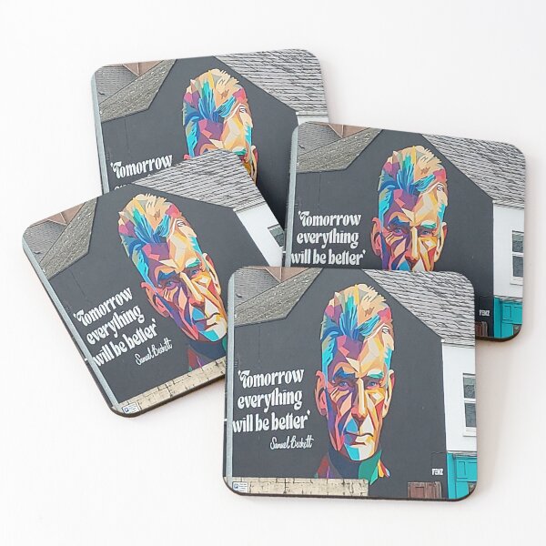 Item preview, Samuel Beckett inspirational Quote Art  “Tomorrow Everything Will Be Better” Colorful Street Art Portrait designed and sold by ivon55.