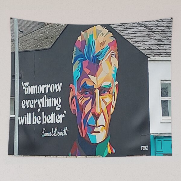 Item preview, Samuel Beckett inspirational Quote Art  “Tomorrow Everything Will Be Better” Colorful Street Art Portrait designed and sold by ivon55.