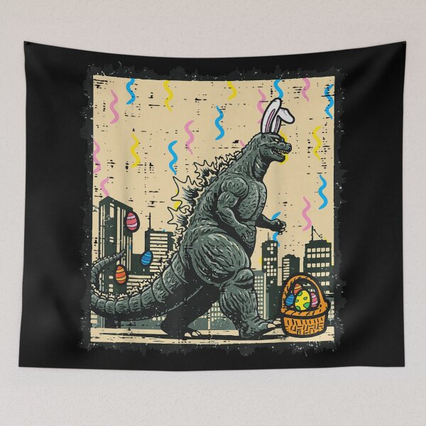 Item preview, Funny Easter Bunny Godzilla Monster Egg Hunt Vintage Shirt designed and sold by KrystinaGiGi.