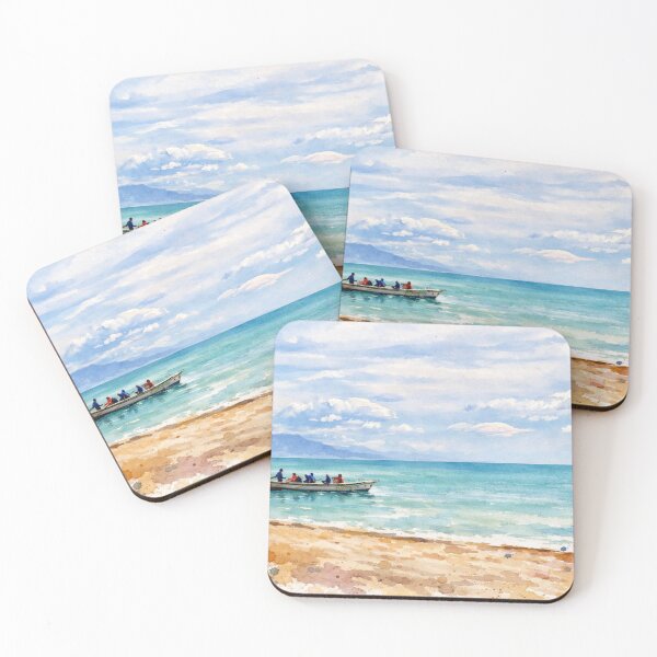 Item preview, Quiet Rowboat on a Turquoise Sea – Coastal Watercolor designed and sold by Gina_BreWe.