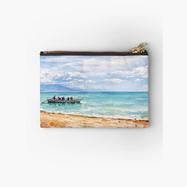 Item preview, Quiet Rowboat on a Turquoise Sea – Coastal Watercolor designed and sold by Gina_BreWe.