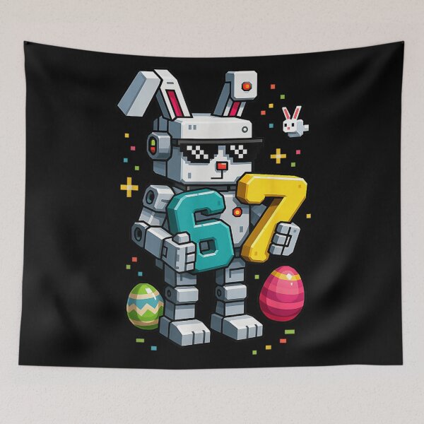 Item preview, Funny 67th Birthday Easter Robot Bunny Retro Gamer Shirt designed and sold by Daisy Grimes.