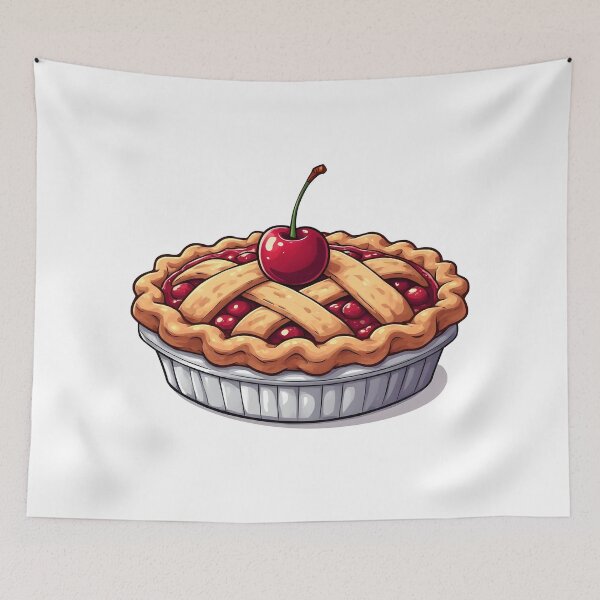 Item preview, Cherry Pie Illustration | Classic Homemade Cherry Pie Dessert designed and sold by Karolina’s Cozy Creations.