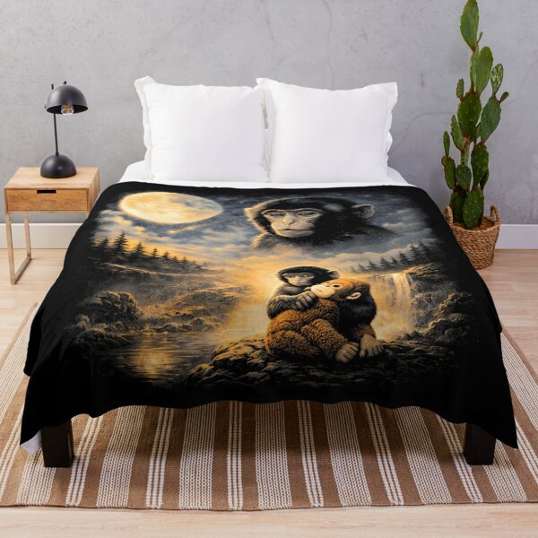 Item preview, Cute Monkey Holding Plush Toy Moonlight Dream Aesthetic Art Shirt designed and sold by Daisy Grimes.