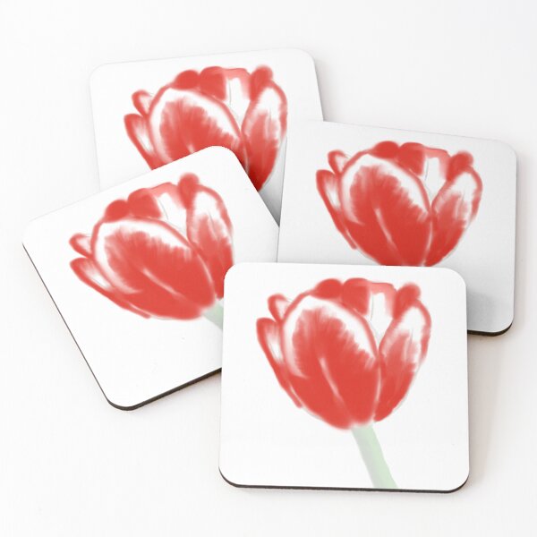 Item preview, Red tulip abstract on white background designed and sold by soluxstore.