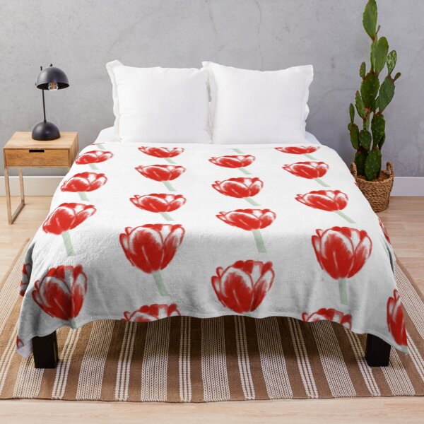 Item preview, Red tulip abstract on white background designed and sold by soluxstore.