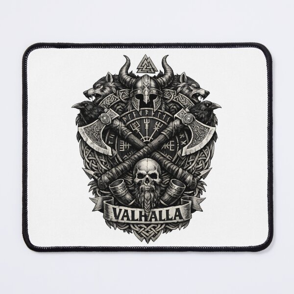 Item preview, Valhalla Viking Warrior T-Shirt – Norse Mythology Skull, Axes, Wolves and Ravens Nordic Design designed and sold by R3XFORGE.