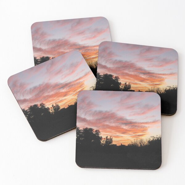 Item preview, Serene Silhouetted Trees at Colorful Sunset Sky With Pink Clouds Over Quiet Rural Horizon designed and sold by Nmallia.