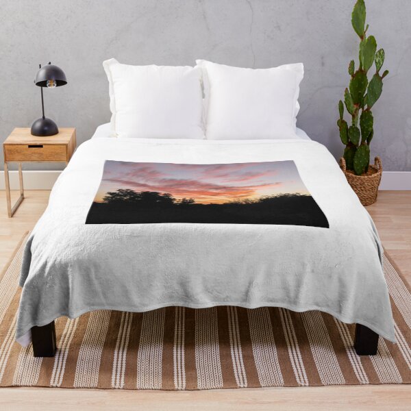 Item preview, Serene Silhouetted Trees at Colorful Sunset Sky With Pink Clouds Over Quiet Rural Horizon designed and sold by Nmallia.