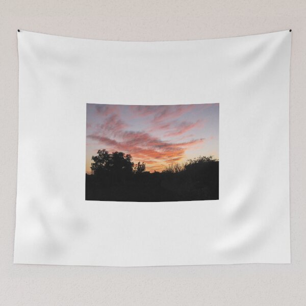 Item preview, Serene Silhouetted Trees at Colorful Sunset Sky With Pink Clouds Over Quiet Rural Horizon designed and sold by Nmallia.
