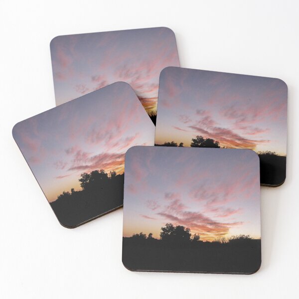 Item preview, Serene Silhouetted Trees at Colorful Sunset Sky With Pink Clouds Over Quiet Rural Horizon designed and sold by Nmallia.