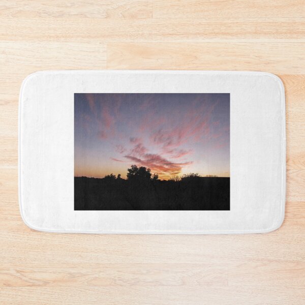 Item preview, Serene Silhouetted Trees at Colorful Sunset Sky With Pink Clouds Over Quiet Rural Horizon designed and sold by Nmallia.