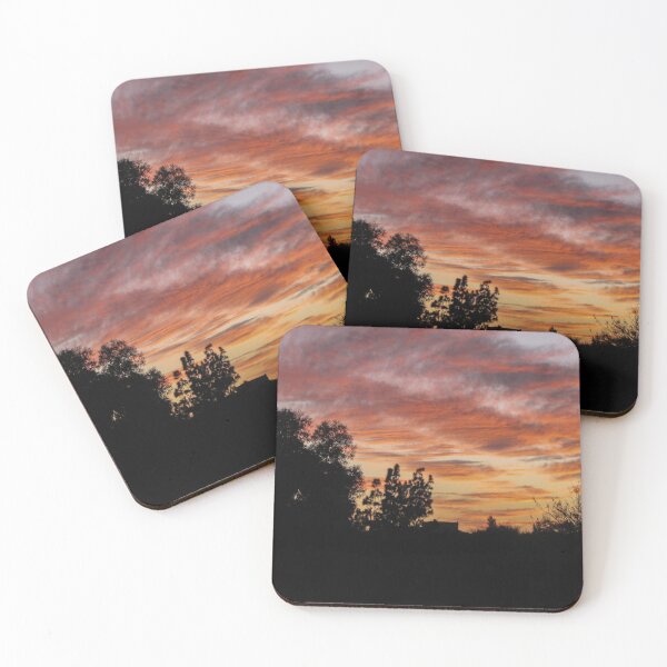Item preview, Serene Silhouetted Trees at Colorful Sunset Sky With Pink Clouds Over Quiet Rural Horizon designed and sold by Nmallia.