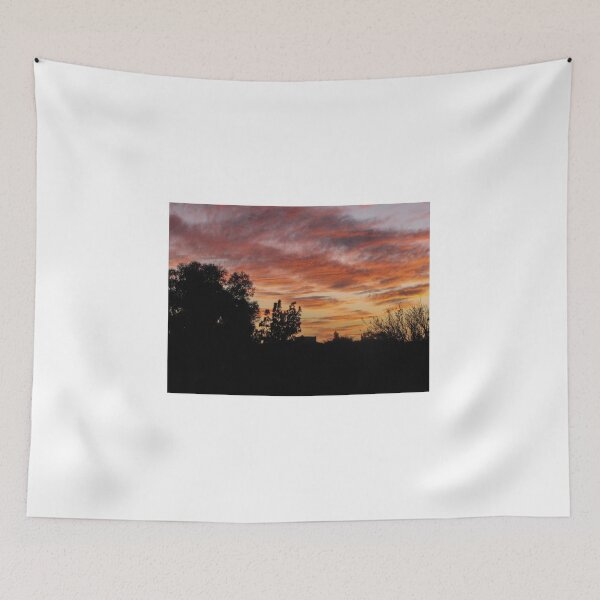 Item preview, Serene Silhouetted Trees at Colorful Sunset Sky With Pink Clouds Over Quiet Rural Horizon designed and sold by Nmallia.