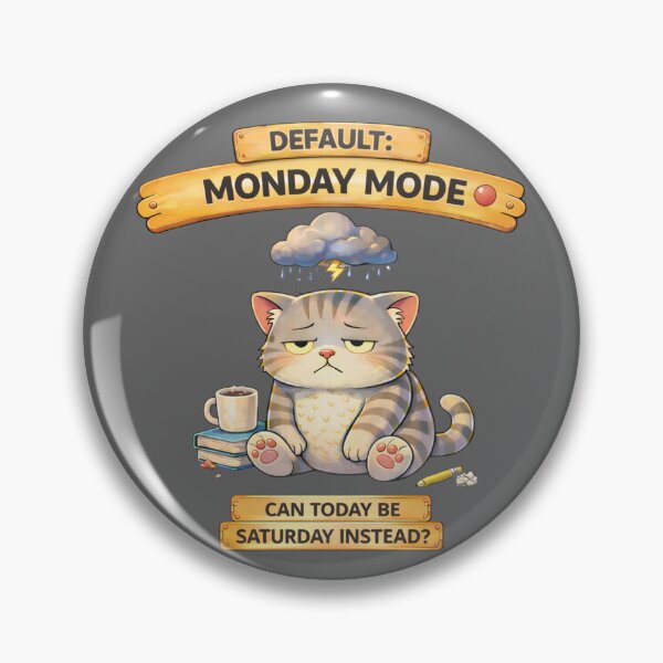 Item preview, Funny Cat Default MONDAY Mode Cat Humor Adulting Survival Meme designed and sold by Mindworx21.