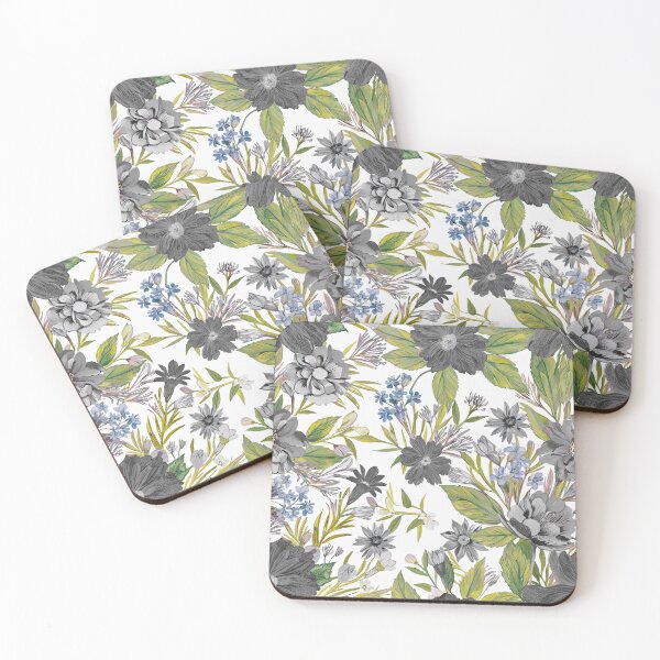 Item preview, Soft Botanical Floral Pattern with Soft Gray Flowers designed and sold by soft-pop-studio.