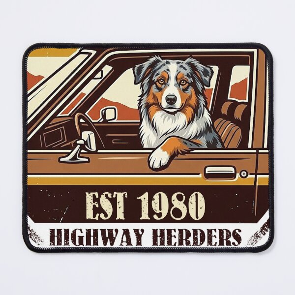 Item preview, Retro Australian Shepherd Road Trip | Highway Herders Vintage Art designed and sold by MCBreath.