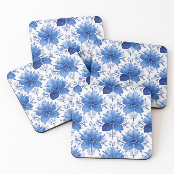 Item preview, Soft Blue Botanical Floral Pattern designed and sold by soft-pop-studio.